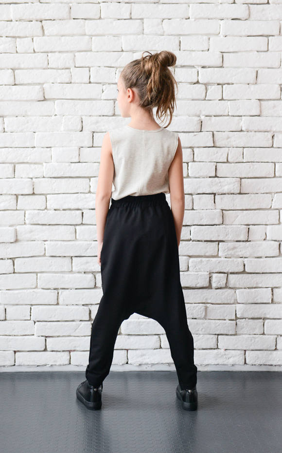 Black Toddler Harems Pants/kid Drop 