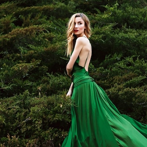 Atonement dress green wedding dress Long maxi dress with open back Backless, Cecilia in Atonement, Bridesmaid dress