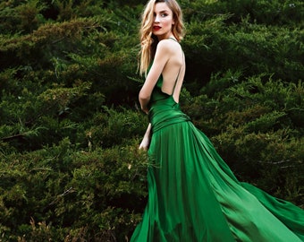 Atonement dress green wedding dress Long maxi dress with open back Backless, Cecilia in Atonement, green dress Keira Knightley