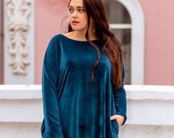 Velvet Dress Long Sleeve Maxi Oversize Plus Size Dress. Choose Your Color!  Velvet Prom Dress Long