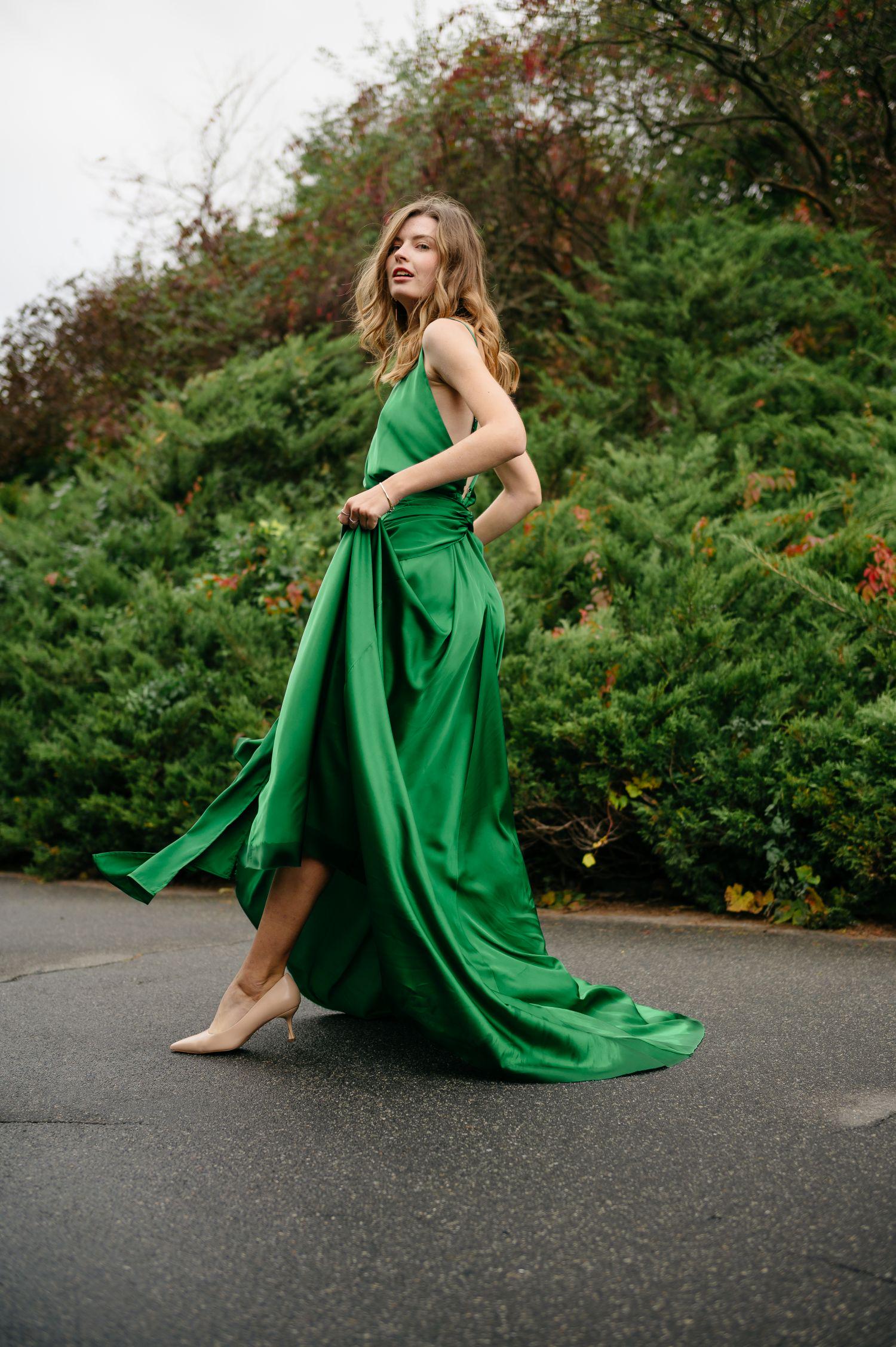 green emerald velvet dress Georgina Girls Dress - Olive Green main image 0