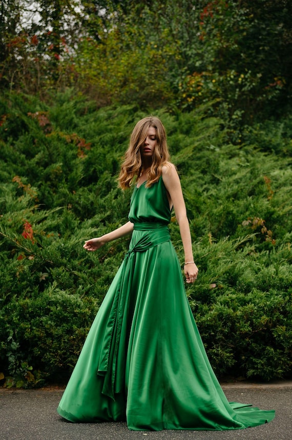 Buy Green Viscose Maxi Dress: 'atonement' Style Open Back Gown Online in  India - Etsy