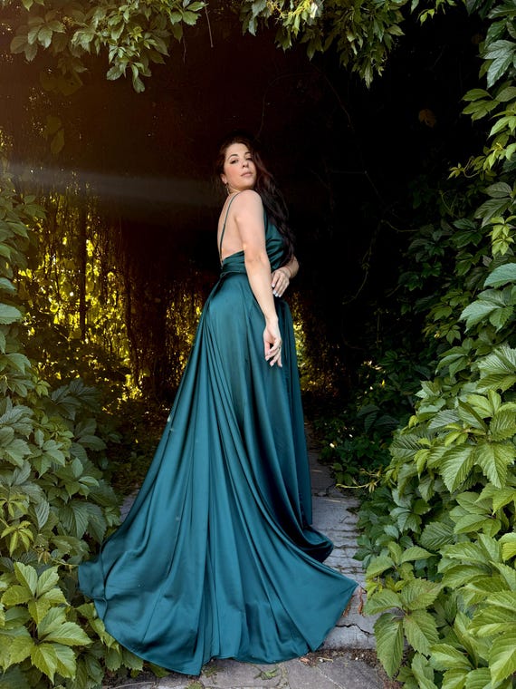 matte green dress Salma Soft Matte Satin Midaxi Dress main image 1