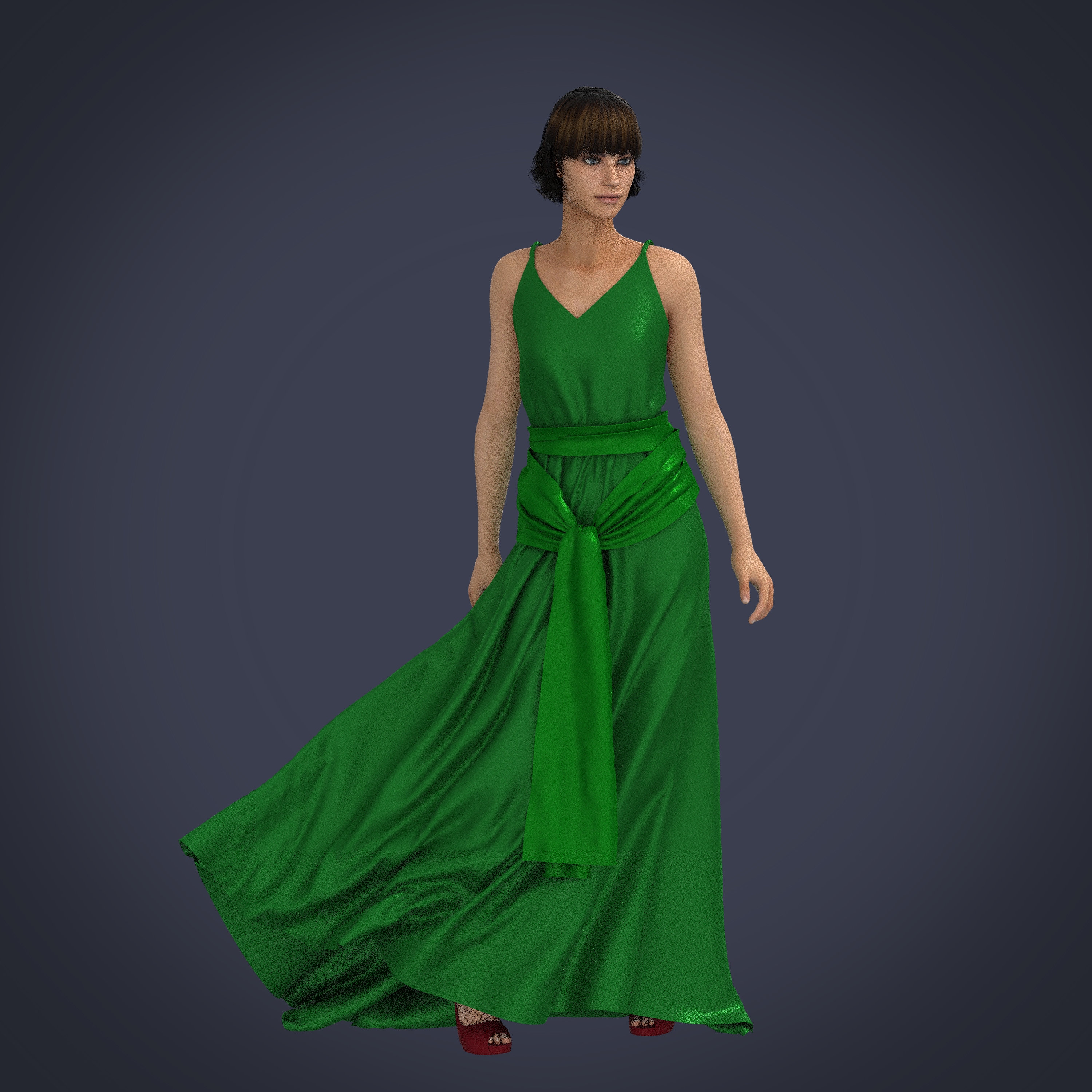 Green Silk Satin Maxi Dress: Open Back Wedding, 'Atonement' Style