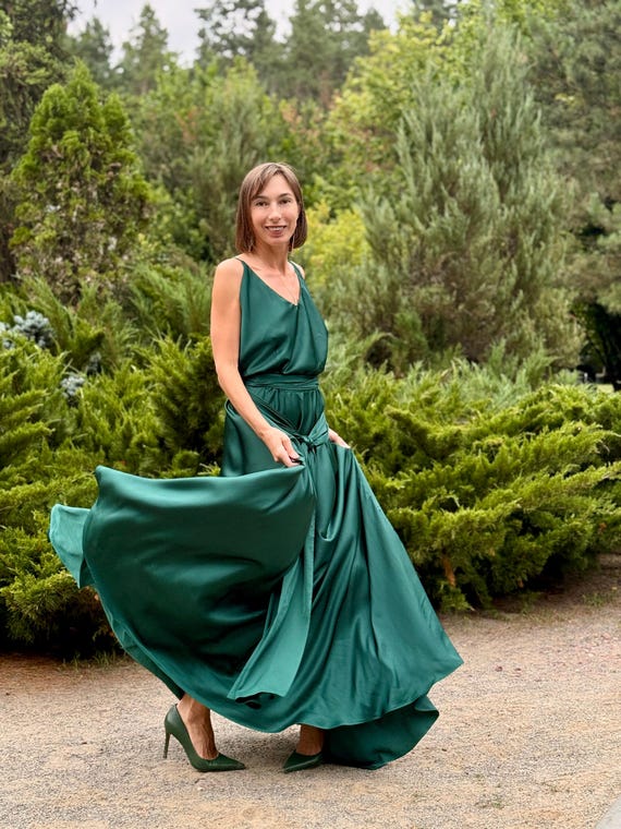 save green dress Dara Jewel Green Long Dress – Maison Safiyaa USA