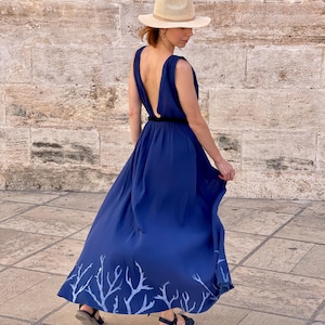 peach and navy blue combination dress Navy Peach Dress
