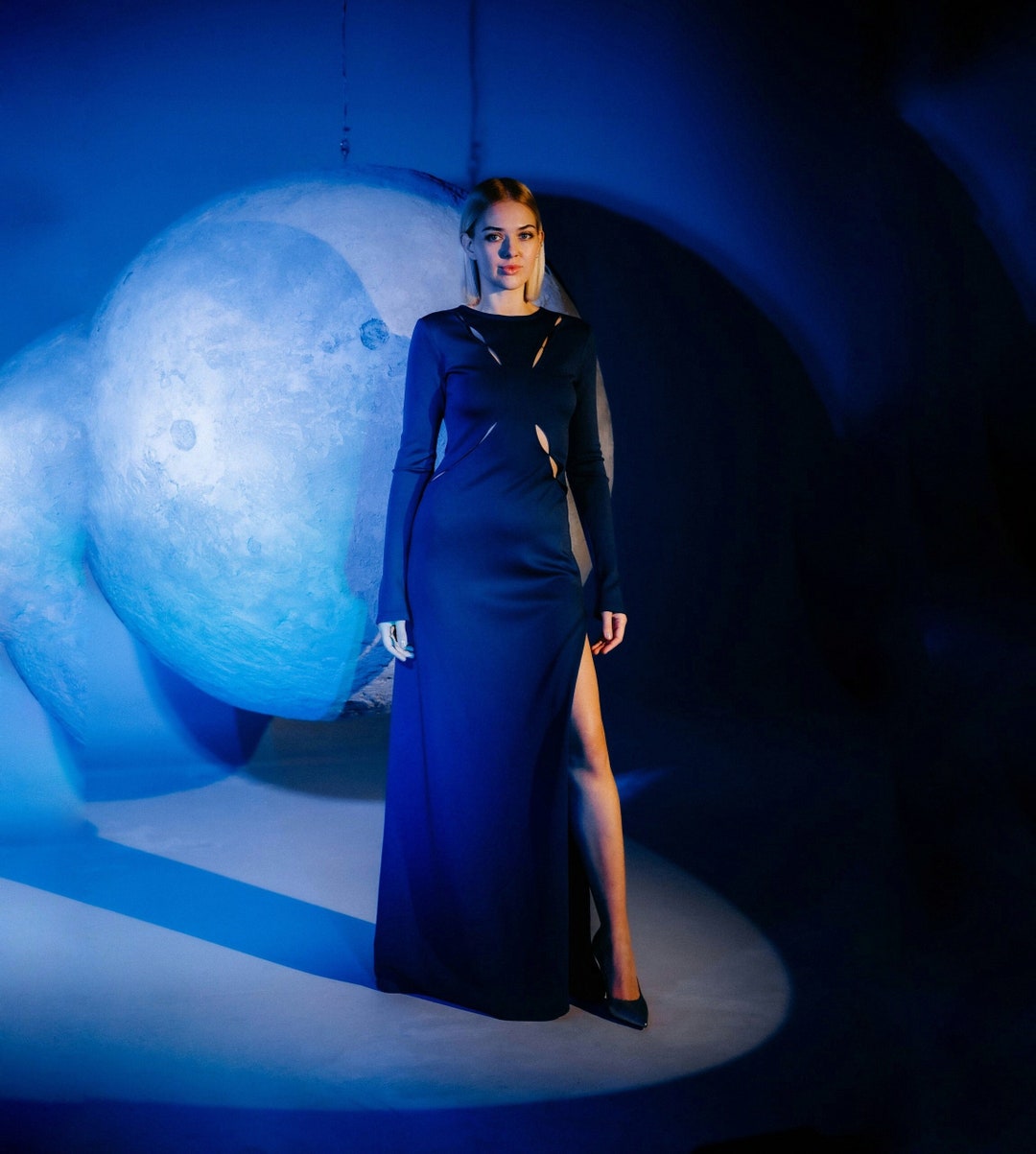 Voss Navy Stretchy Jersey Dress