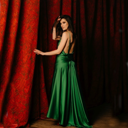 green emerald velvet dress Keira Knightley Same Style Green Vintage Evening Dress in Movie Atonem   Jolly Vintage