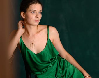 Green Silk Evening Dress, Open Back, Atonement Movie Inspired, Perforated  Bodice - Etsy
