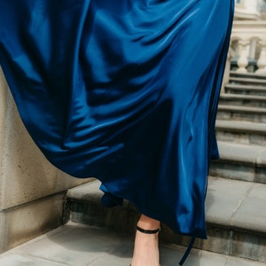 Silk slip skirt maxi blue. Silk wrap. Multi Color long silk satin skirt Silk bias cut slip skirt Silk clothing Silk basics image 8
