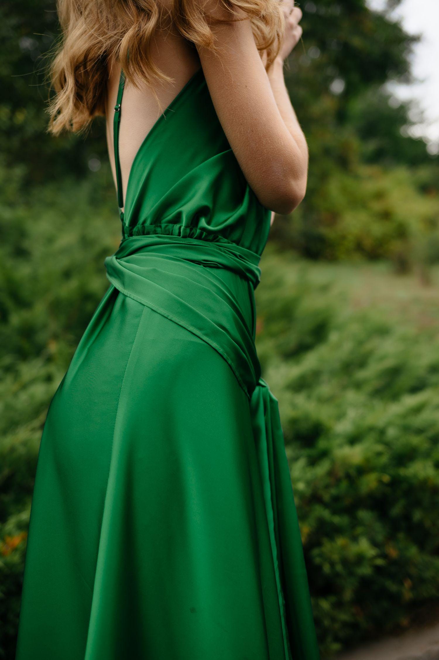 Green maxi dress inspired by the movie Atonement. Bridesmaid dress