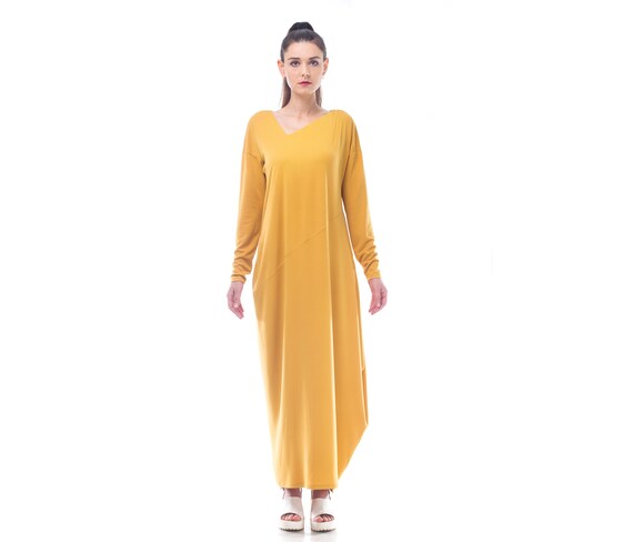 mustard color long dress