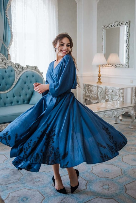 blue floral satin maxi dress Floral High Neck Sleeveless Cap Shoulder Satin Maxi Bridesmaid Dress In Magnolia Sky