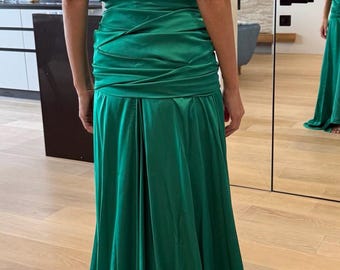 Green Silk Evening Dress, Open Back, Atonement Movie Inspired, Perforated  Bodice - Etsy