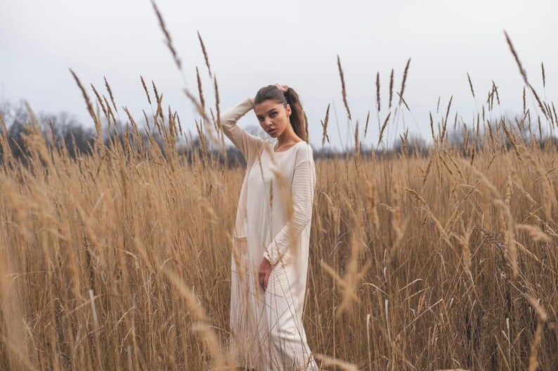 Wool Dress of Soft Peach Wool Gift for Women Wrap Dress Spring Cocktail