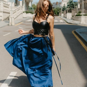 Silk slip skirt maxi blue. Silk wrap. Multi Color long silk satin skirt Silk bias cut slip skirt Silk clothing Silk basics image 6