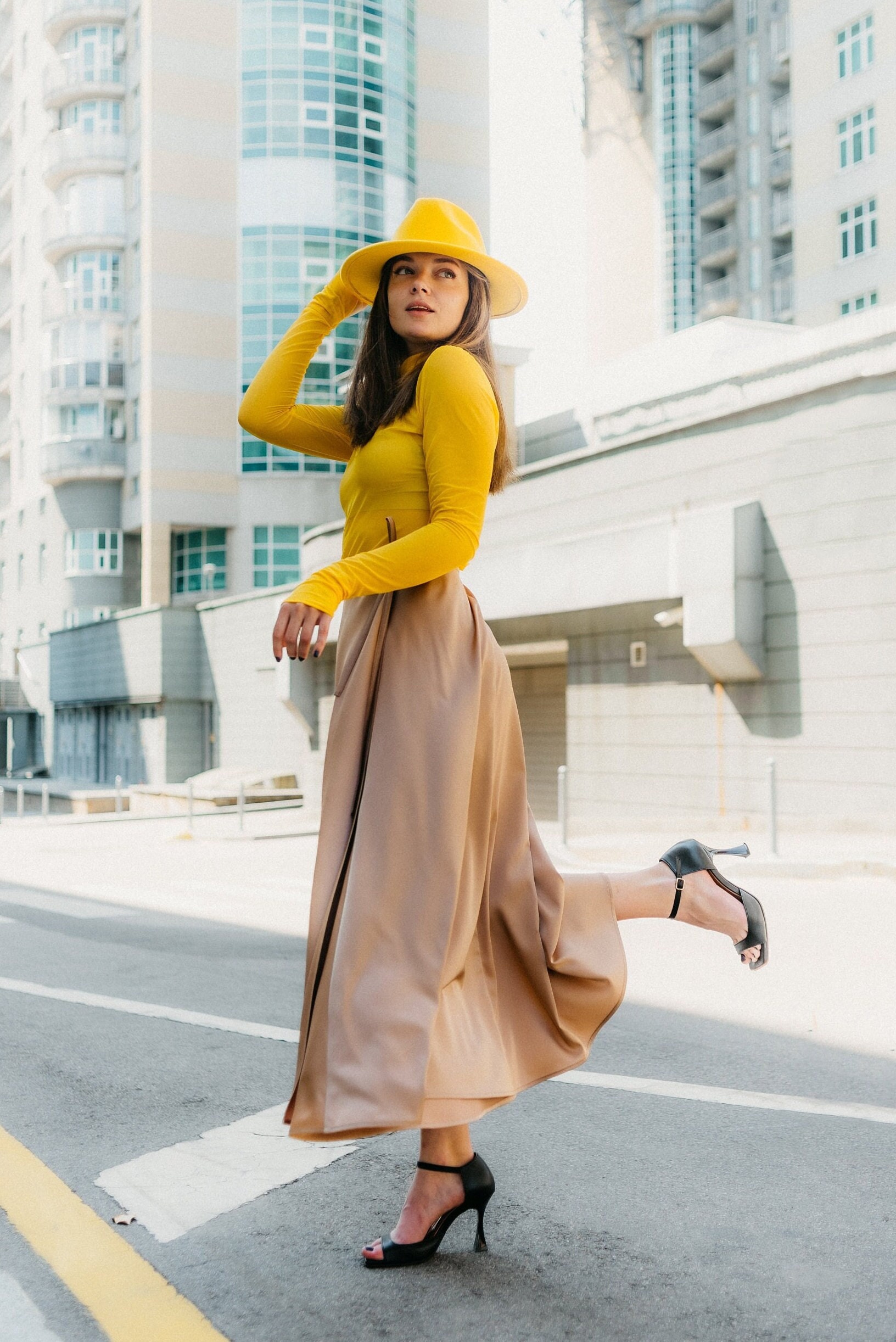 yoli シルク ラップスカート Silk wrap skirt ベージュ Beige Silk Slip Skirt: Maxi Wrap Satin Skirt - Etsy