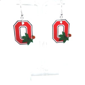 Block O Officially Licensed Ohio State Earrings OSU Grad Gift Idea Best Seller Buckeye Earrings Small Dangles Handmade in Columbus Ohio
