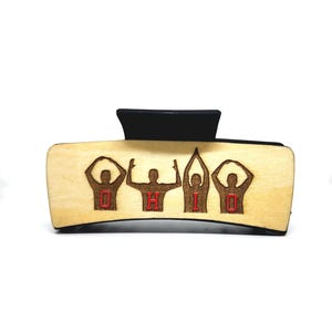 O H I O Raised Arms Sign Ohio State University OSU Hair Claw Clips Accessories OSU Grad Gift Idea Ohio State Football Game Day