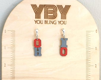 Ohio State Buckeye Earrings: Officially Licensed Scarlet & Gray Dangles