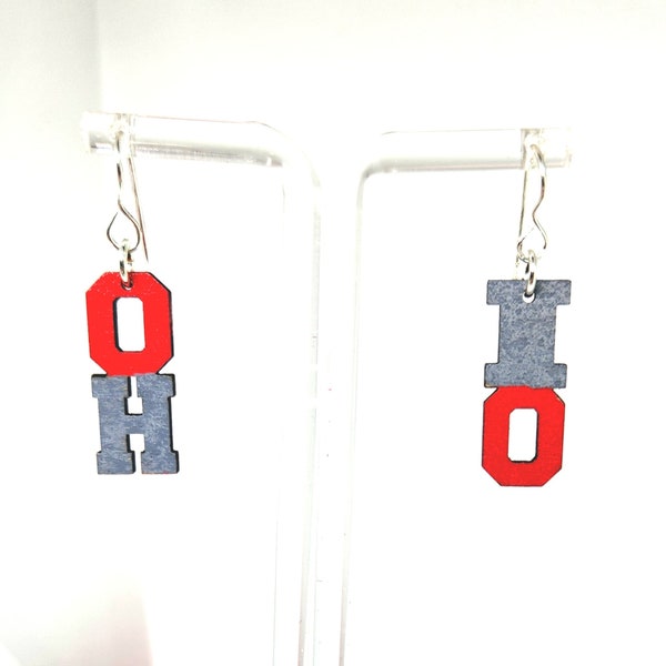 Ohio State Officially Licensed Earrings Small Lightweight Buckeye Nation Officially Licensed Dangles Football Scarlet Gray Grad Gift College