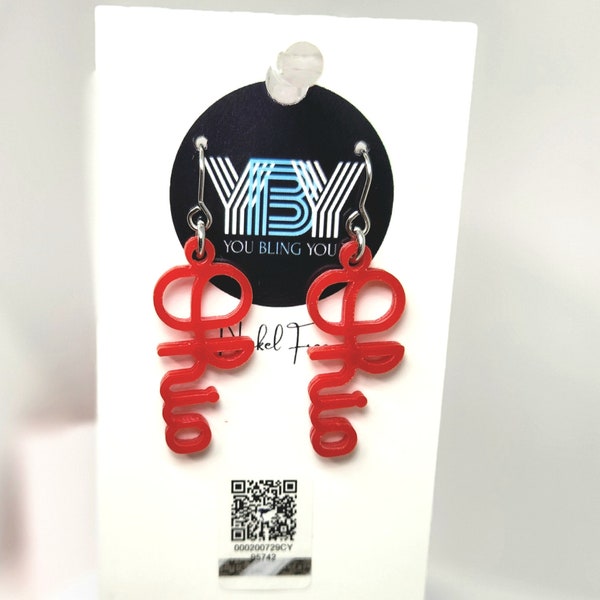 Ohio State University Buckeyes Officially Licensed Script Ohio | Earrings | Red Acrylic | Lightweight Go Bucks |Gift Idea for Her TBDBITL