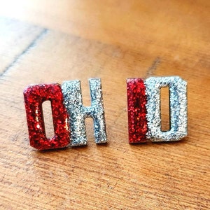 Ohio State Earrings: Glitter OSU Studs - Officially Licensed NCAA