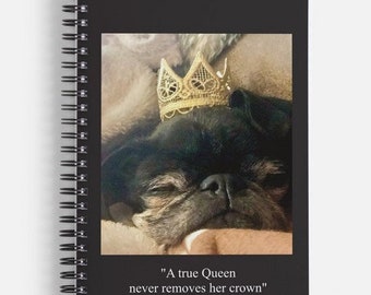 Pug Gift Notebook Personalize Spiral Notebook Journal queen gift Journal Women's Gift Pug lover black pug mom gift crown quote lady a