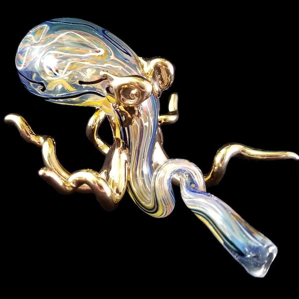 Hand blown glass octopus pipe.