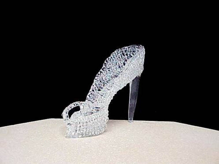 HUANSUN Birthday Princess Shoes Transparent Glass Decorations Heels Glass  Slipper Wedding Shoe Furnishing Articles,A