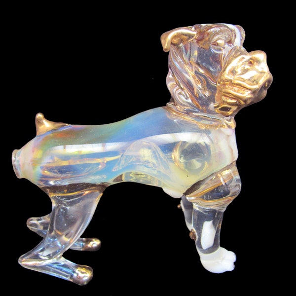 Hand blown glass Bulldog dog pipe.