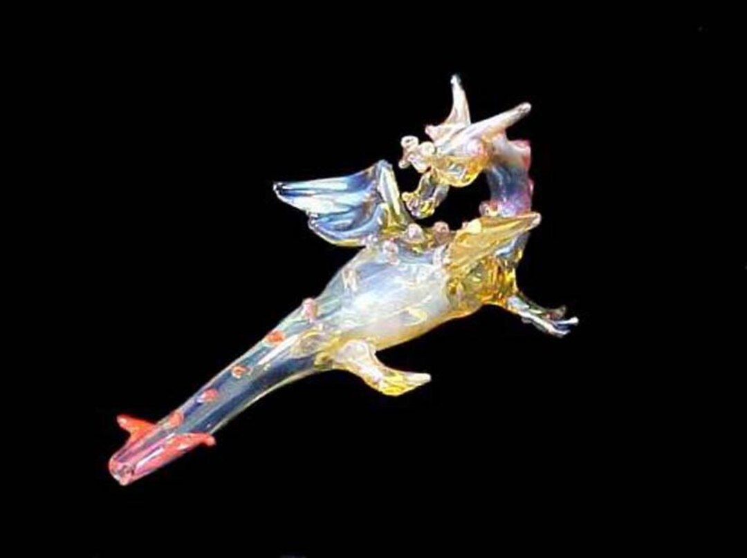 Hand Blown Glass Dragon Pipe With the Dragon Head Turned Etsy