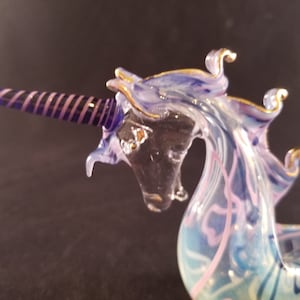 Hand blown glass unicorn pipe. image 6