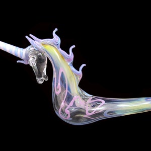 Hand blown glass unicorn pipe. image 1