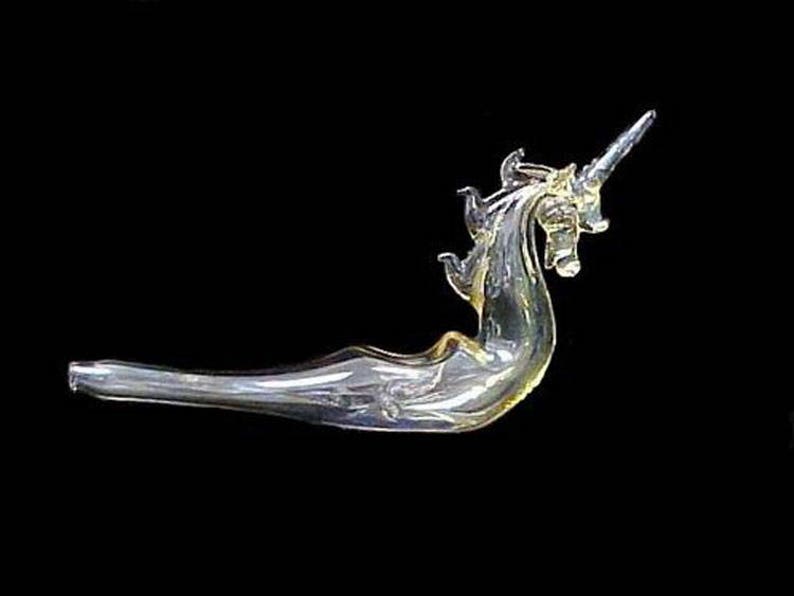 Hand blown glass unicorn pipe. image 3