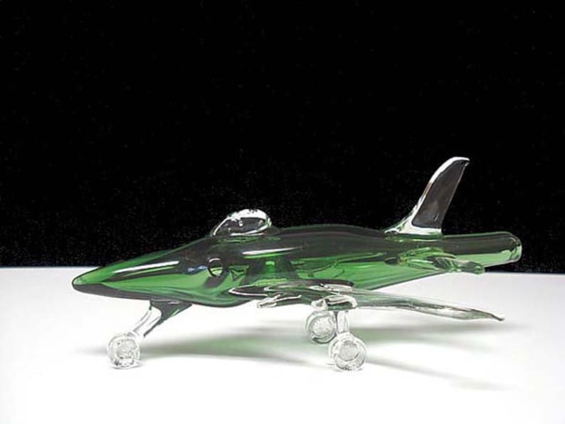 Hand blown glass jet airplane pipe. image 1