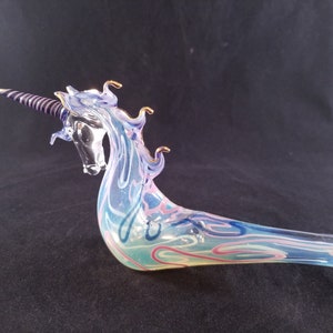 Hand blown glass unicorn pipe. image 8