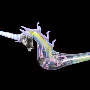 Hand blown glass unicorn pipe. image 2