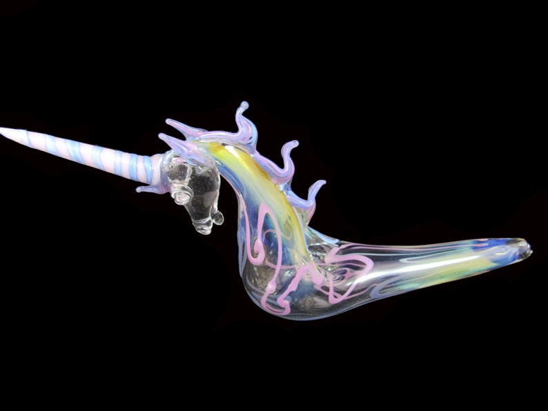 Hand blown glass unicorn pipe. image 2