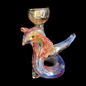 Hand blown glass king cobra pipe.