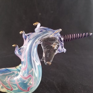 Hand blown glass unicorn pipe. image 5