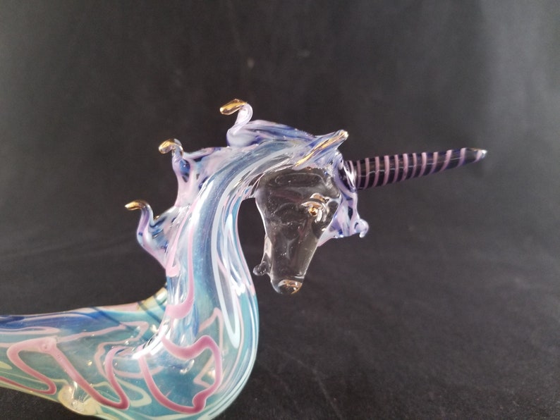 Hand blown glass unicorn pipe. image 5