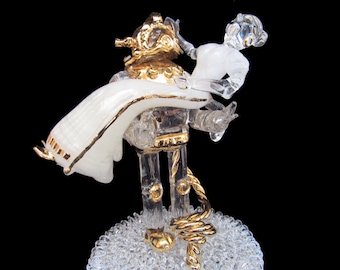 Hand blown glass commercial diver wedding cake topper.