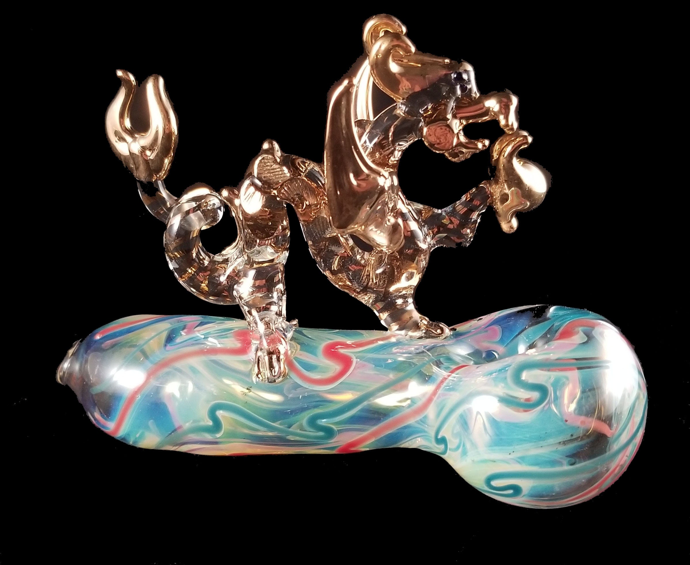 Hand Blown Glass Flying Dragon on a Pipe. Etsy