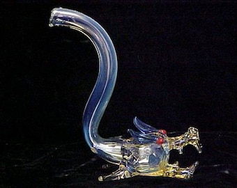 Hand blown glass dragon head pipe.
