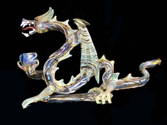 Glass Dragon Pipe, Hand Blown Pipe, QQ201-DR – Apollo Glassworks