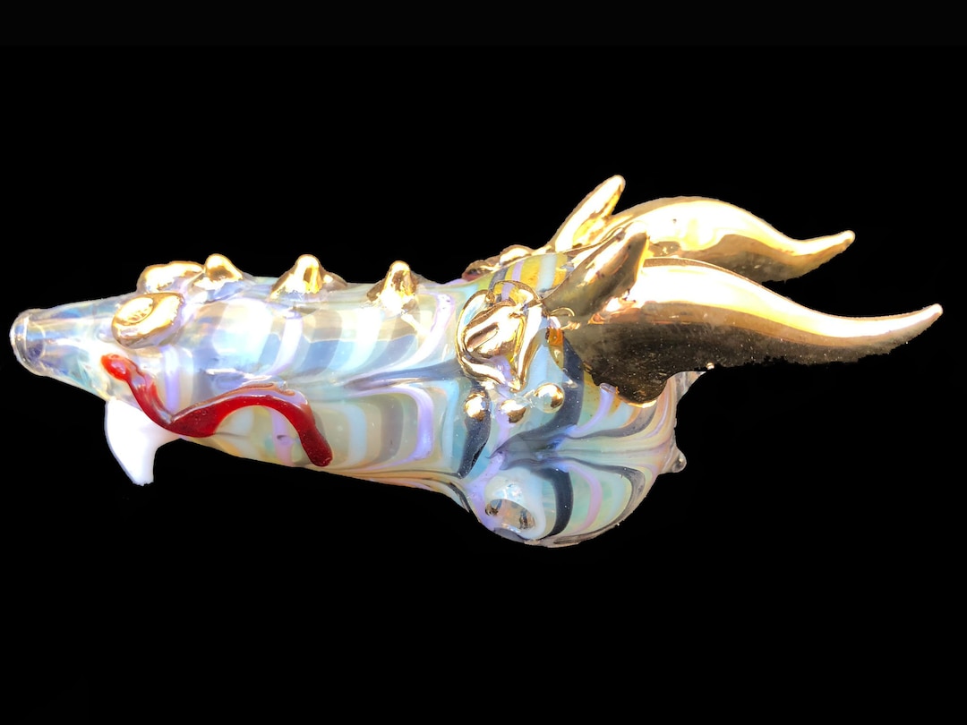 Hand Blown Glass Dragon Head Pipe Etsy