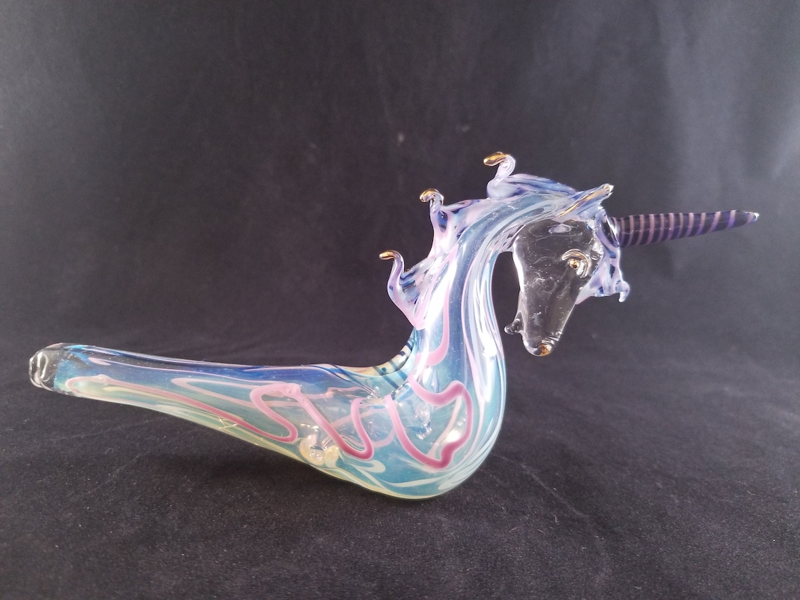 Hand Blown Glass Unicorn Pipe. Etsy