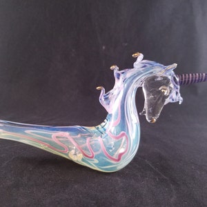 Hand blown glass unicorn pipe. image 4