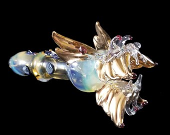Hand blown glass dragon head pipe..